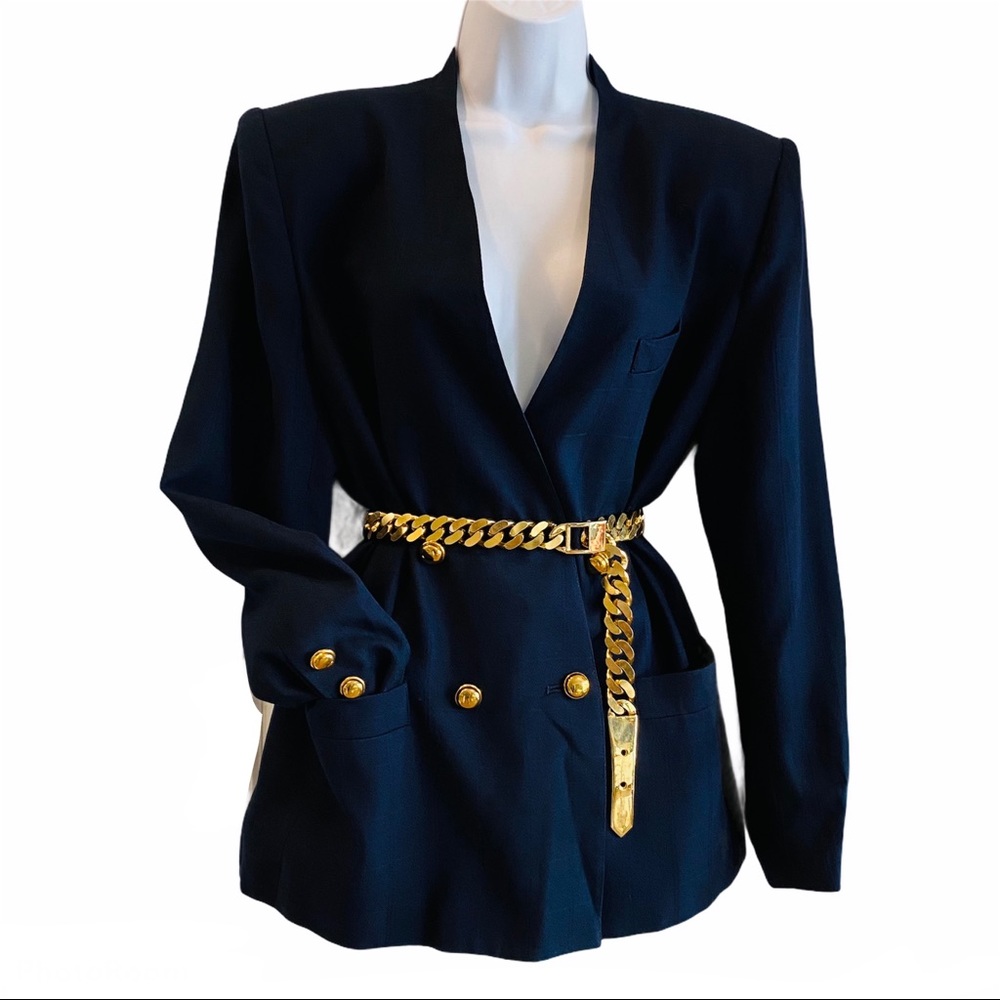 Vintage Navy Gold Button Double Breasted Blazer